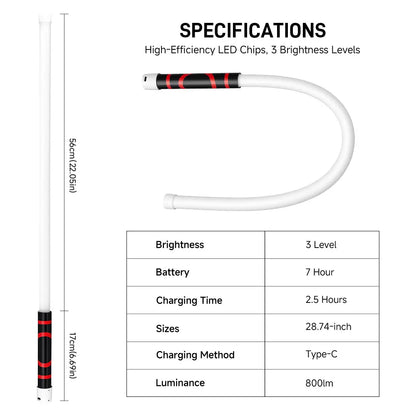 28" Flexible LED Work Light – Bendable, High-Lumen & 7-Hour Runtime
