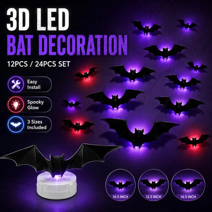 🔥 Last 3 Hours 50% OFF:🦇 3D LED Bat Wall Lights – Spooky Halloween Decor for Home & Party