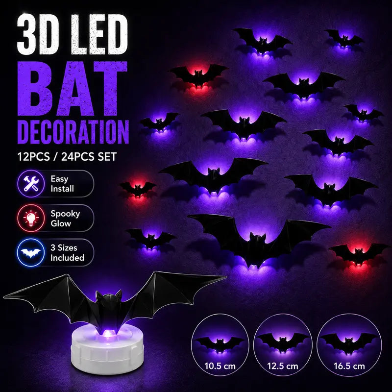 🔥 Last 3 Hours 50% OFF:🦇 3D LED Bat Wall Lights – Spooky Halloween Decor for Home & Party