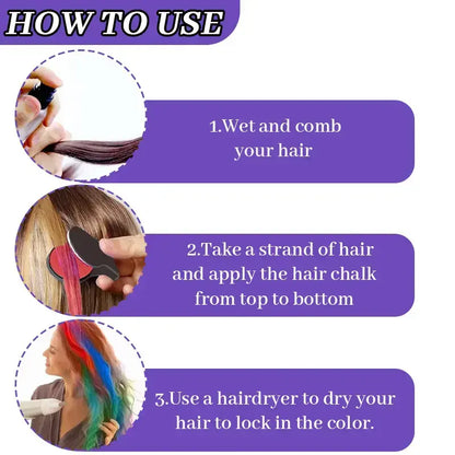 🎃 6/12 Colors Temporary Hair Chalk – Washable Festival Hair Color for Halloween, Cosplay & Parties