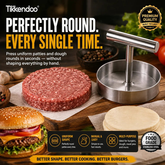 🍔 Stainless Steel Burger Patty Press – Perfect Round Burgers in Seconds