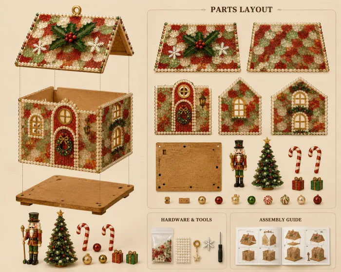 🎄 Sea Glass Christmas Cottage Craft Kit – Create Your Own Cozy Holiday House