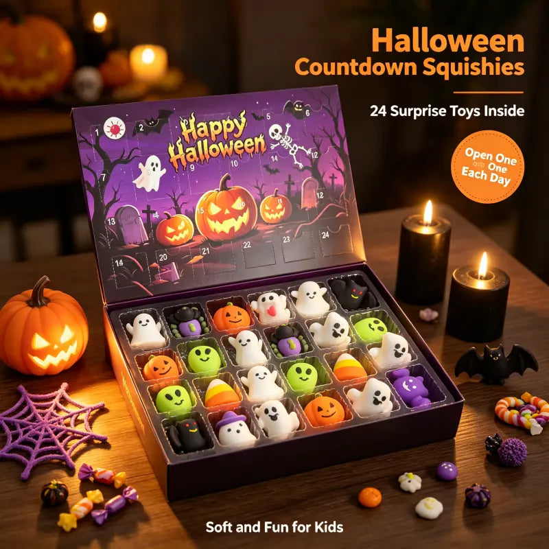 Christmas Advent Calendar Bundle | Halloween & Holiday Fidget Toy Countdown Calendars, 24 Surprise Squishies Each