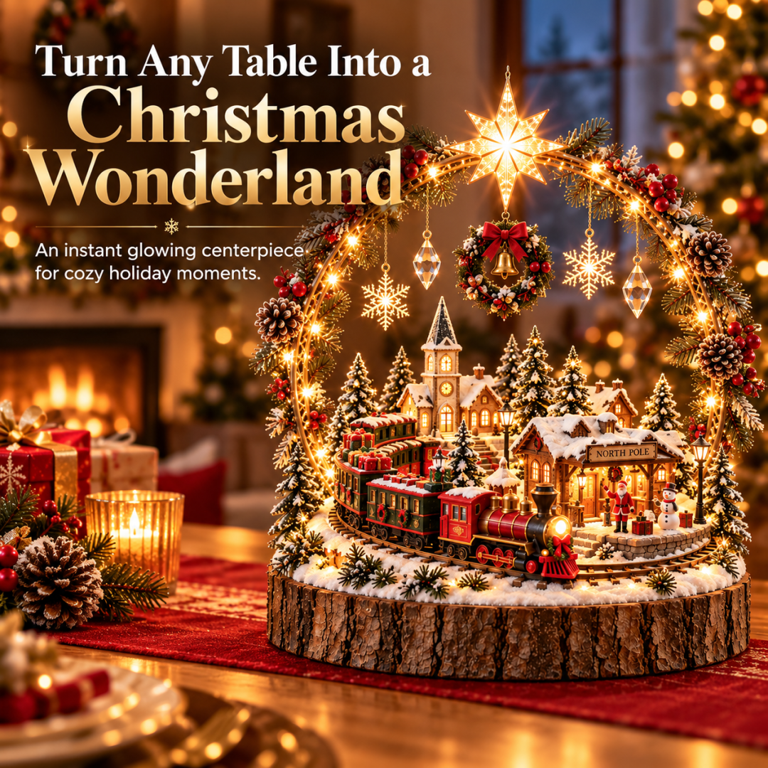 🔥 LAST DAY 49% OFF 🔥Christmas Wonderland Village Centerpiece – Lighted Holiday Table Decor