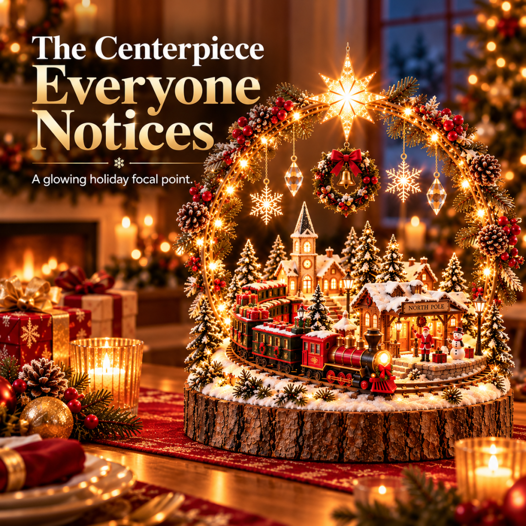 🔥 LAST DAY 49% OFF 🔥Christmas Wonderland Village Centerpiece – Lighted Holiday Table Decor