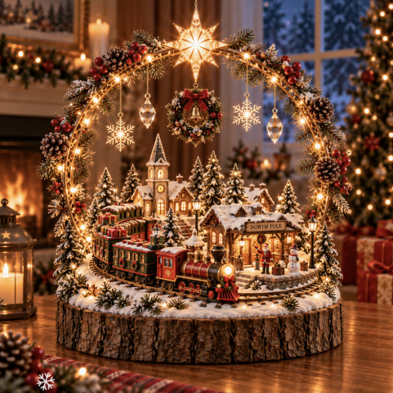 🔥 LAST DAY 49% OFF 🔥Christmas Wonderland Village Centerpiece – Lighted Holiday Table Decor