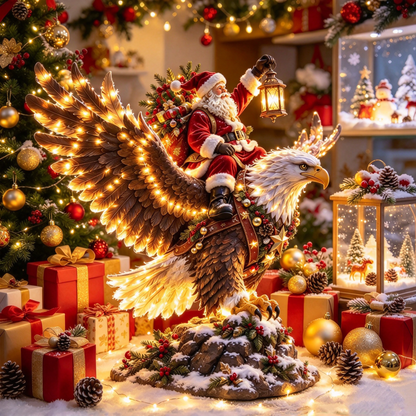 🎅 Sky Rider Santa – Lighted Eagle & Santa Figurine 🦅