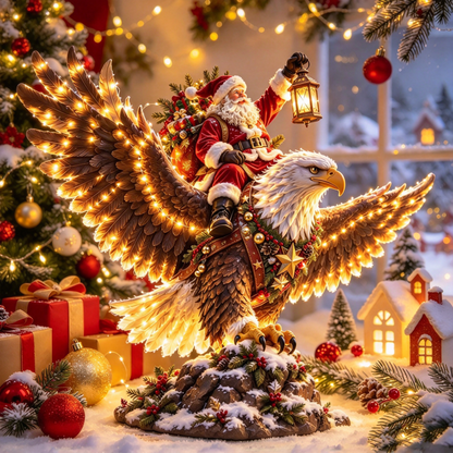 🎅 Sky Rider Santa – Lighted Eagle & Santa Figurine 🦅
