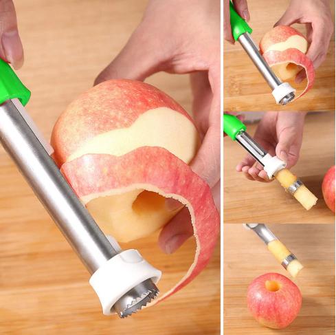 Push Out Fruit Core Easily! 2-in-1 Peeler & Corer For Apple & Pear