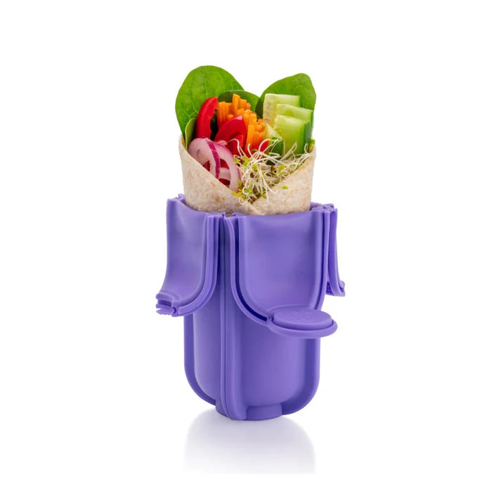 Sunshine Wrap'd Reusable Silicone Lunch Burrito Flatbread Holder Container - Alternative to Beeswax Wraps and Cling Wrap