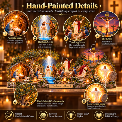 🔥 LAST DAY 49% OFF -✝️✨ The Journey of Jesus™ – Lighted 3D Biblical Story Centerpiece | Six Sacred Moments of Faith