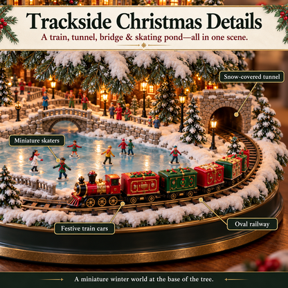 🔥LAST DAY 49%🔥OFF Lighted Christmas Village Tree with Train & Carousel