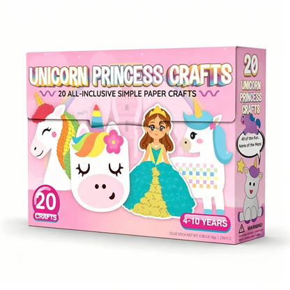 20 Crafts in a Box - 20 Simple Paper Crafts for Kids Ages 3-8 - Arts and Crafts Kit with Envelopes Glue Stick Tape - Low Mess Easy to Complete Fun for Creativity & Fine Motor Skills