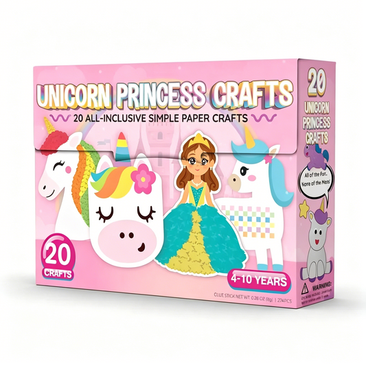 20 Crafts in a Box - 20 Simple Paper Crafts for Kids Ages 3-8 - Arts and Crafts Kit with Envelopes Glue Stick Tape - Low Mess Easy to Complete Fun for Creativity & Fine Motor Skills