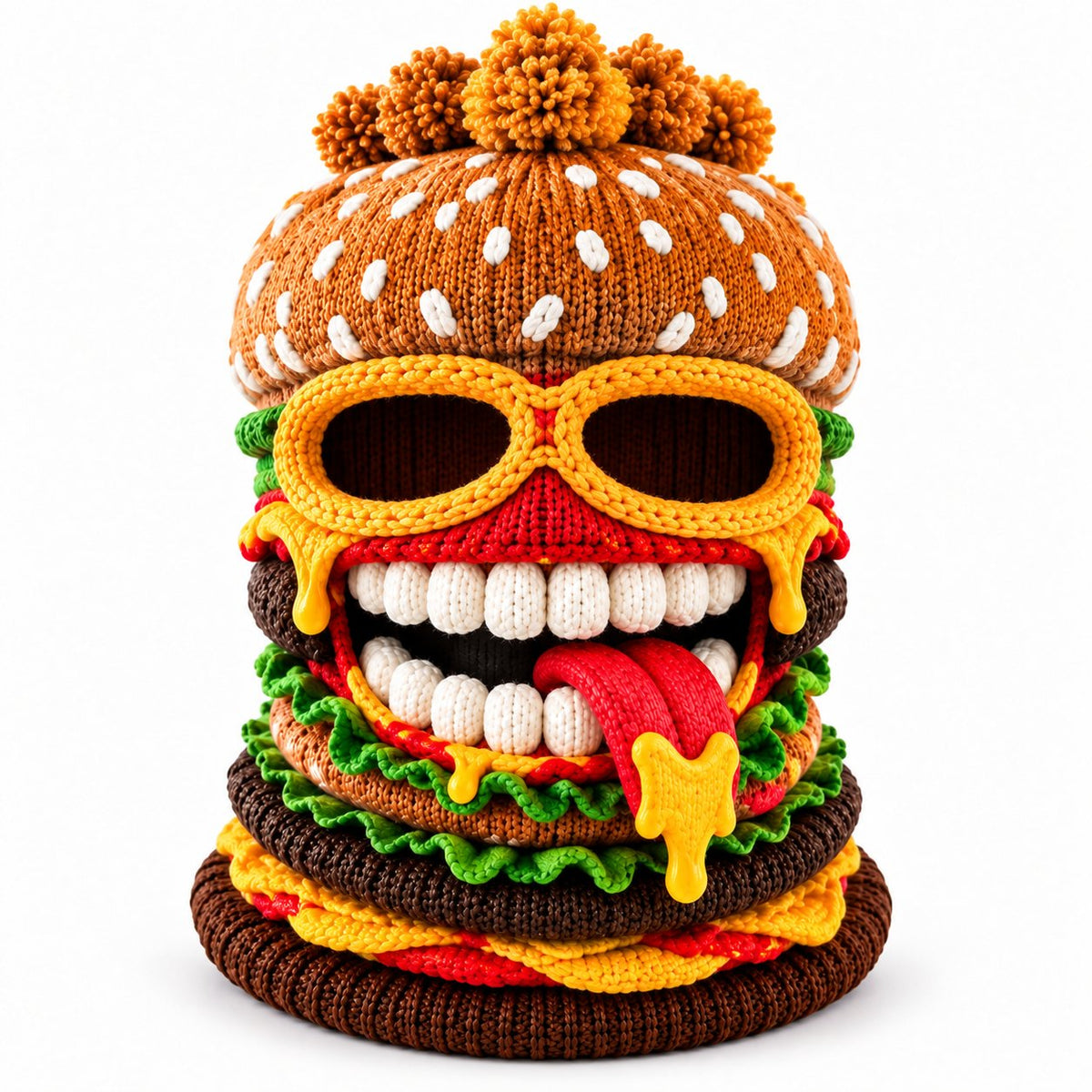 ⏳ Last Day 50% OFF-🍔🏂 3D Burger Monster Knit Ski Mask