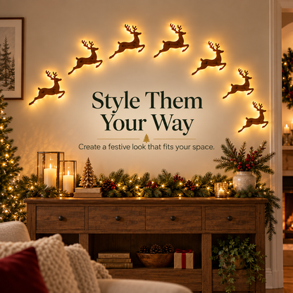 🔥LAST DAY 49% OFF -🦌 7-Piece Glowing Reindeer Wall Decor