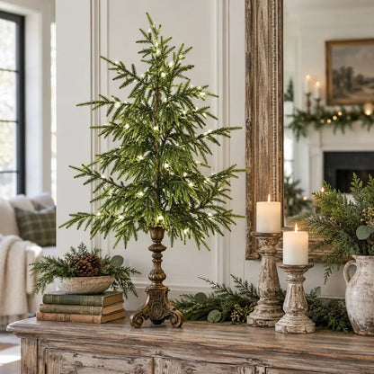 ✨ Last Day 50% OFF-🌙🎄 Vintage-Style Pre-Lit Evergreen Christmas Tree Set