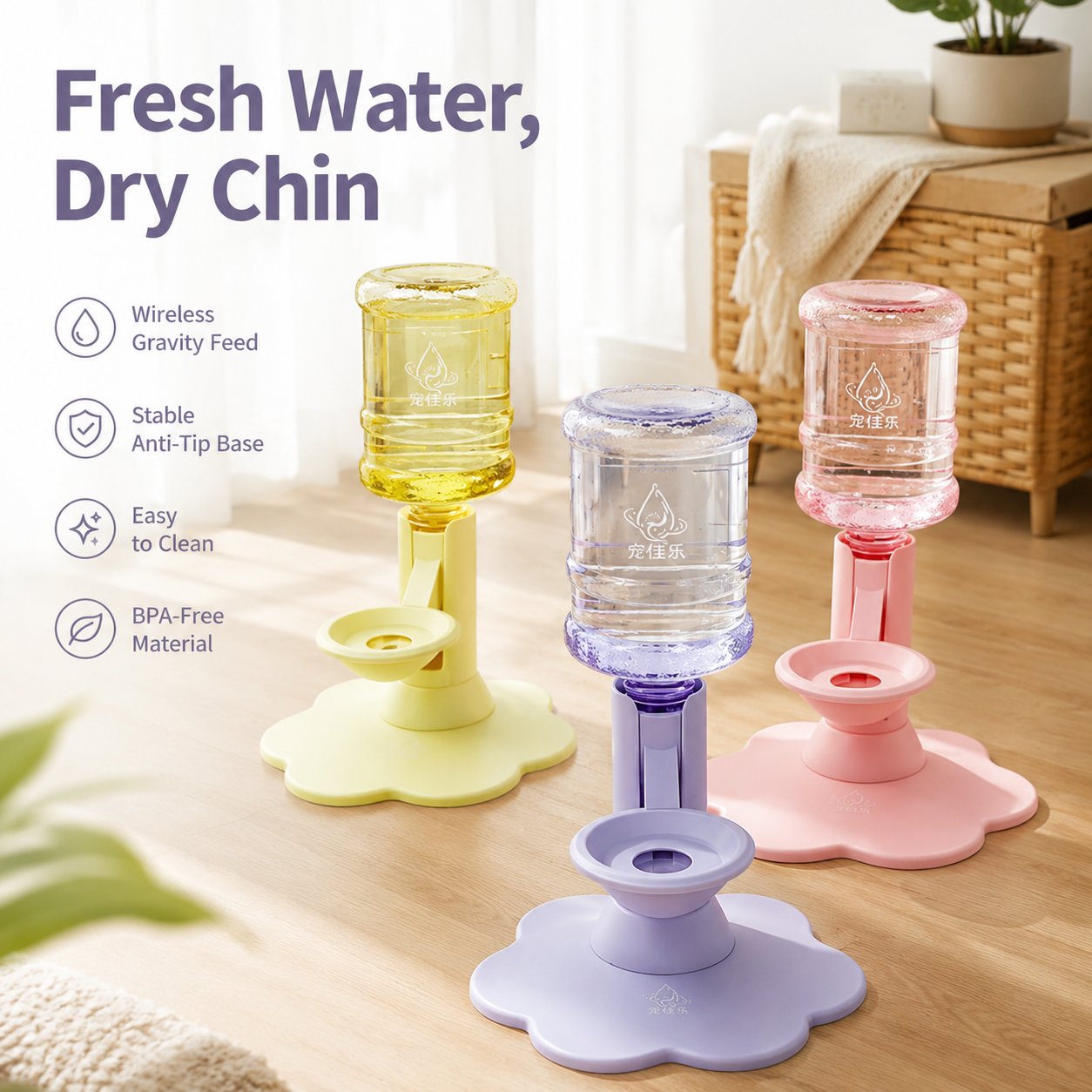 Gravity Pet Water Dispenser Stand - Spill-Proof