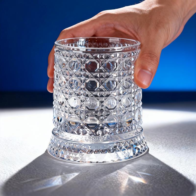 Luxury 360° Spinning Crystal Glass – Star-Cut Stress Relief Whiskey & Wine Glass