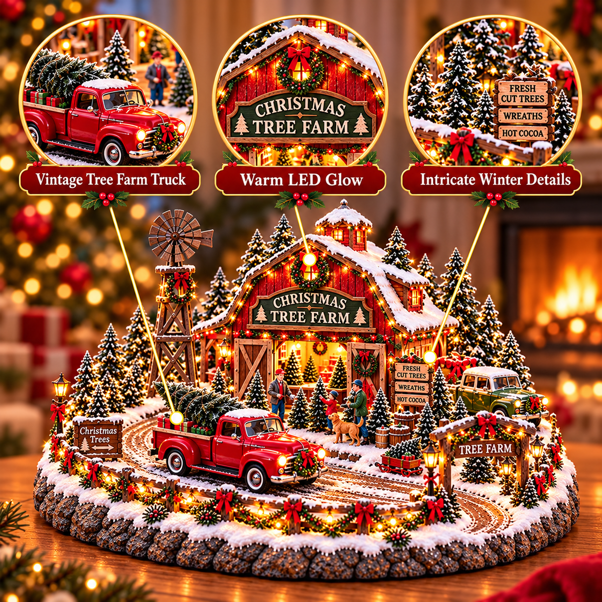 🔥Last Day 49% OFF🔥🚗🎄 Christmas Classic Gas Station Village™ – Lighted Vintage American Gas Station with Classic Cars