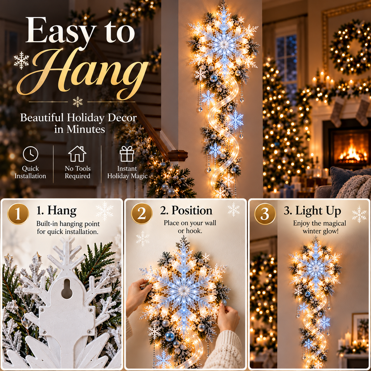 🔥Last Day 49% OFF-❄️Giant Snowflake Blizzard Track Light
