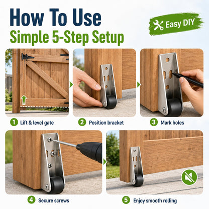 🔧 Heavy-Duty Gate Support Wheel – Anti-Sag Fence Repair Roller for Smooth, Easy Gate Movement ✨