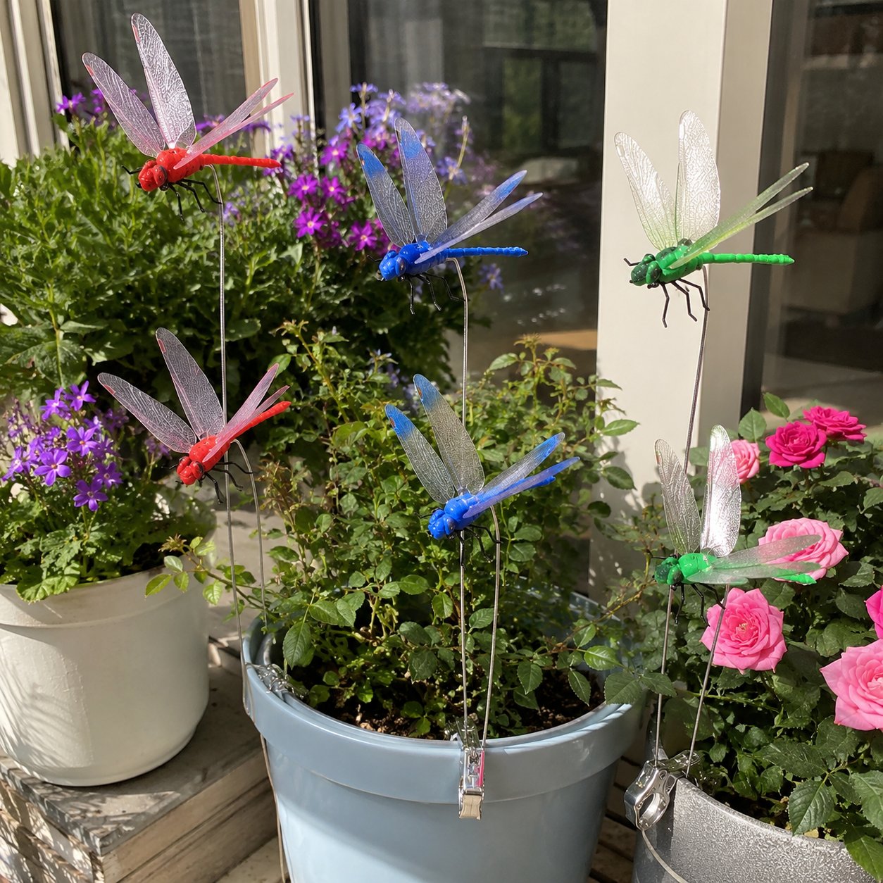 3D Dragonfly Garden Stakes With Clips