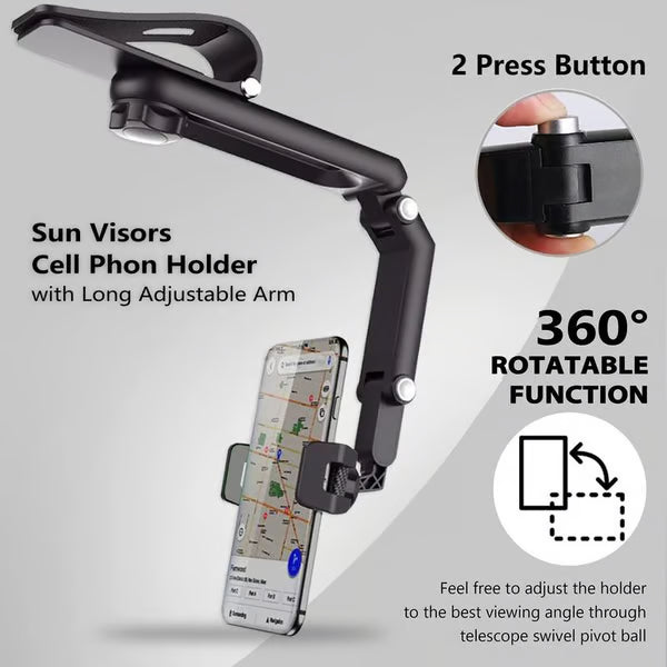 🔥2026 New 1080° Multi-function Sun Visor Universal 360 Degree Rotating Phone Holder Suitable for Any Scene Car Holder