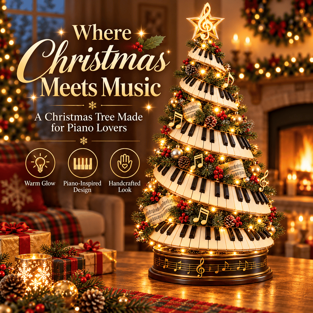 🔥 Last Day 50% OFF-🎹✨Piano Christmas Tree Lights—Musical Christmas Tree Decorations Designed for Piano Enthusiasts