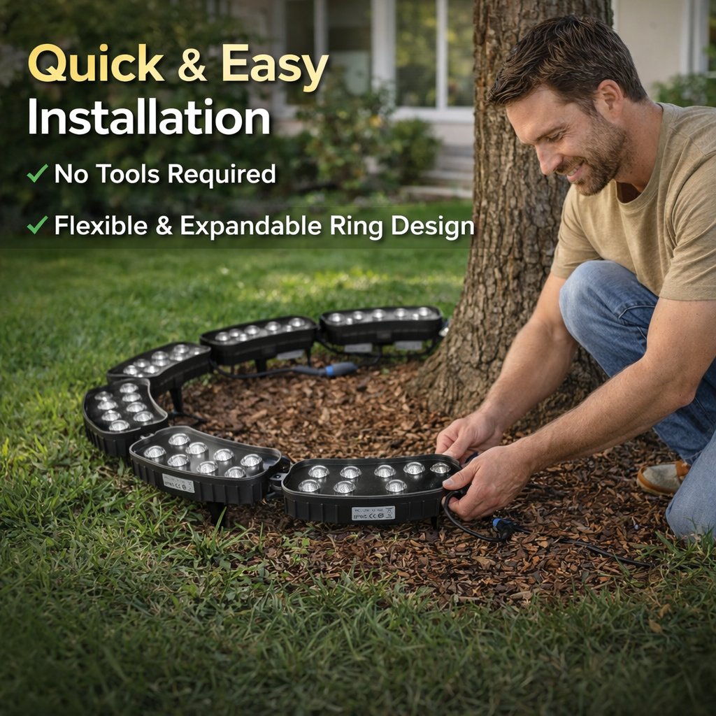 🌳 Solar LED Ring Tree Spotlight for Outdoor Landscape Lighting