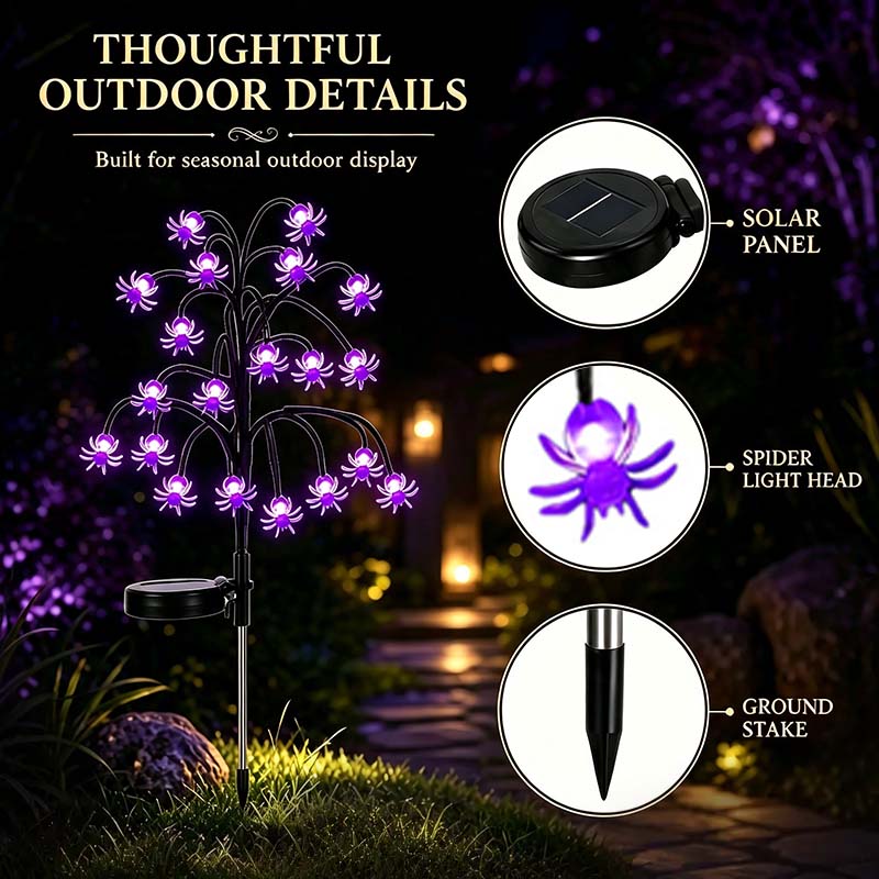 🎃Halloween Solar Pumpkin Spider Stake Lights, Auto On Off Waterproof Outdoor Pathway Lights for Yard Lawn Garden Decor