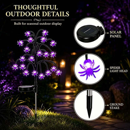 🎃Halloween Solar Pumpkin Spider Stake Lights, Auto On Off Waterproof Outdoor Pathway Lights for Yard Lawn Garden Decor