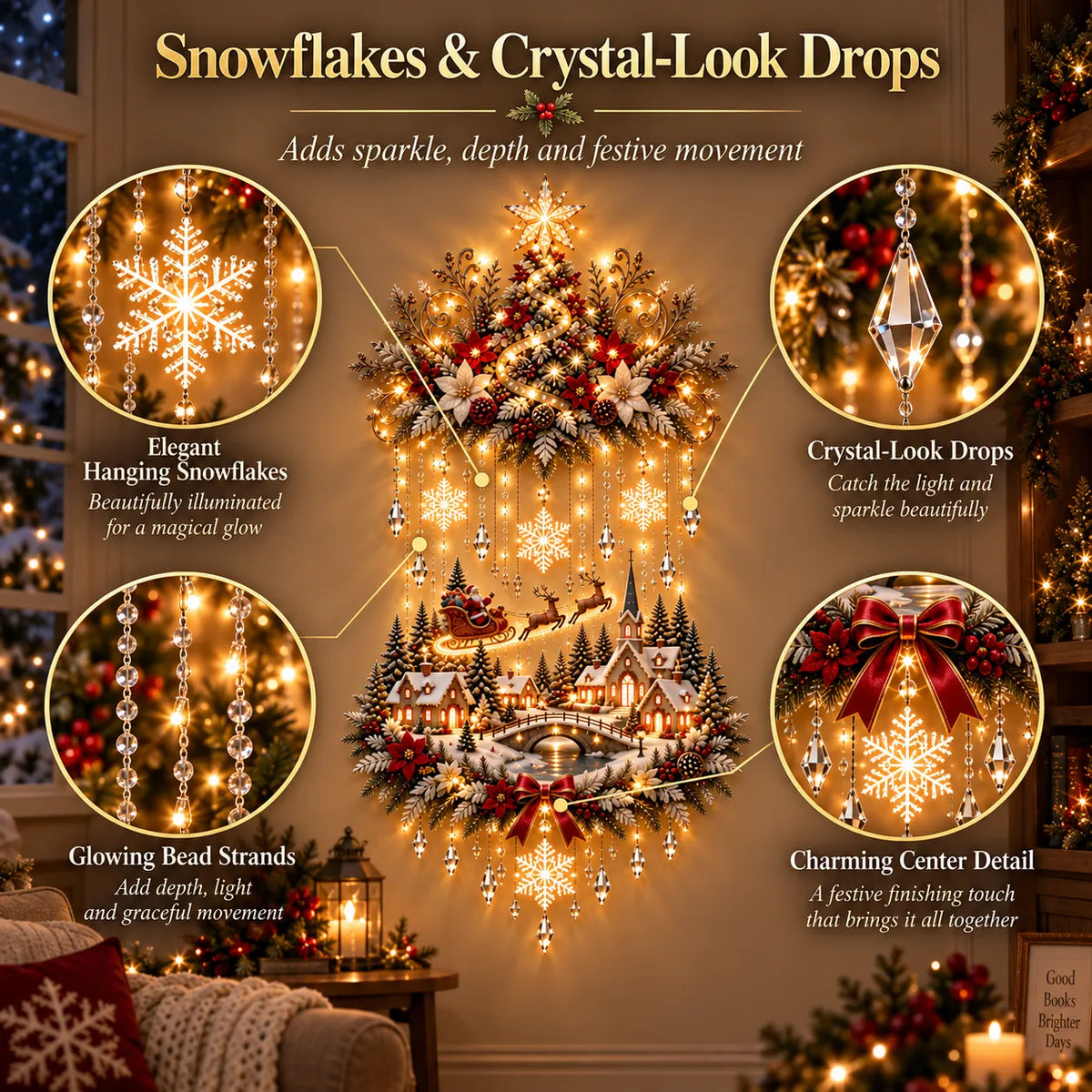 ⏰ LAST DAY 49% OFF - 🎄 Illuminated Christmas Tree & Village Wall Hanging