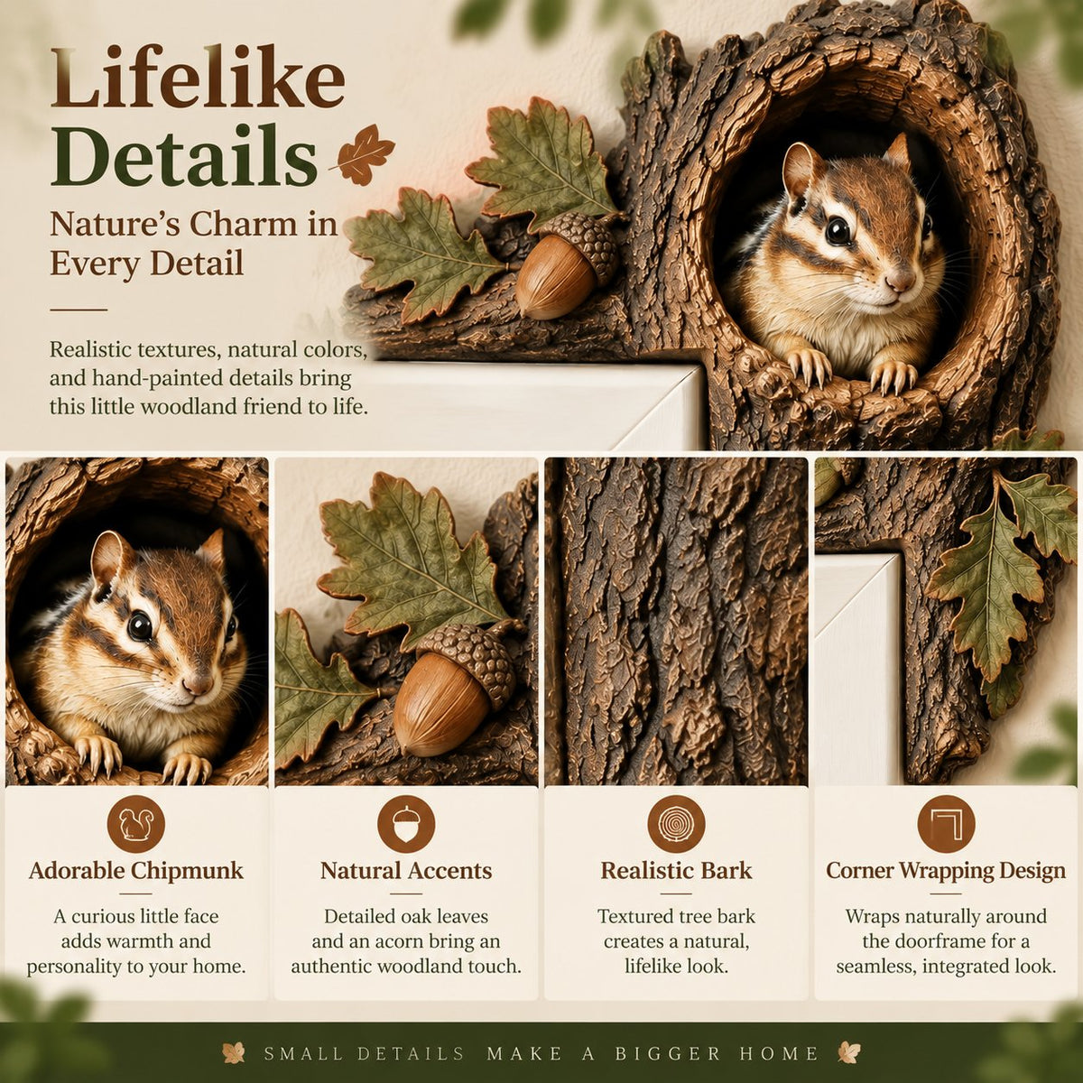 🔥LAST DAY 50% OFF -🐿️ 3D Chipmunk Tree Hollow Door Topper