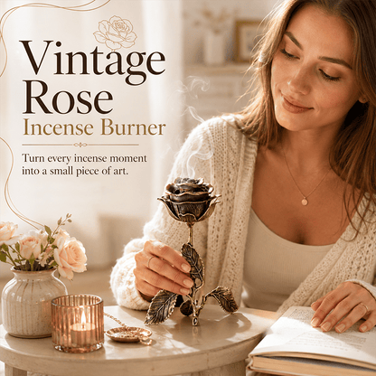 🌹 Vintage Floral Rose Incense Holder – Elegant Aromatherapy Décor for Meditation & Relaxation ✨