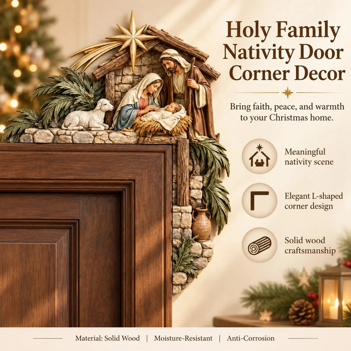 ⏳ Last Day 49% OFF –🎄Christmas Nativity Door Frame Corner Decor