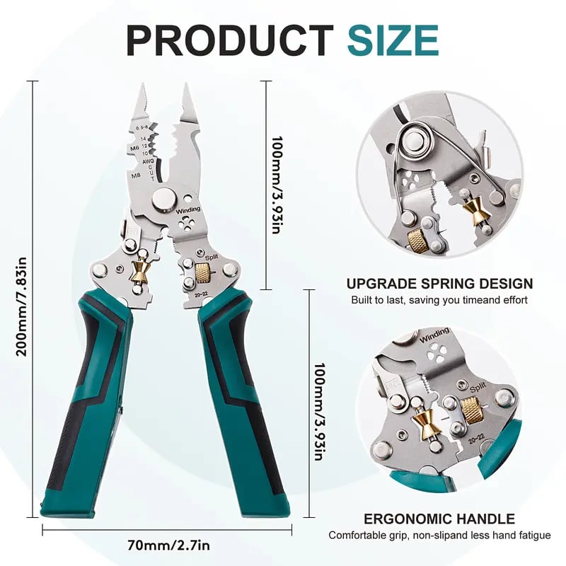 ❤️16 in 1 Wire Stripper Twister for Cutting and Pulling Wires,Cable Scissors,Voltage Tester Pliers, 12V to 250V Live,Null,Hot Wire Judgment AC DC, Audible and Flashing LED Alarms