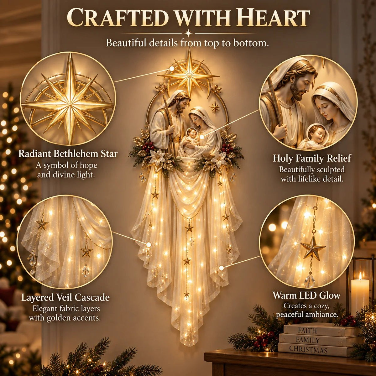 ✨49% OFF Today -⭐ Holy Family Glow™ Illuminated Nativity Wall Hanging
