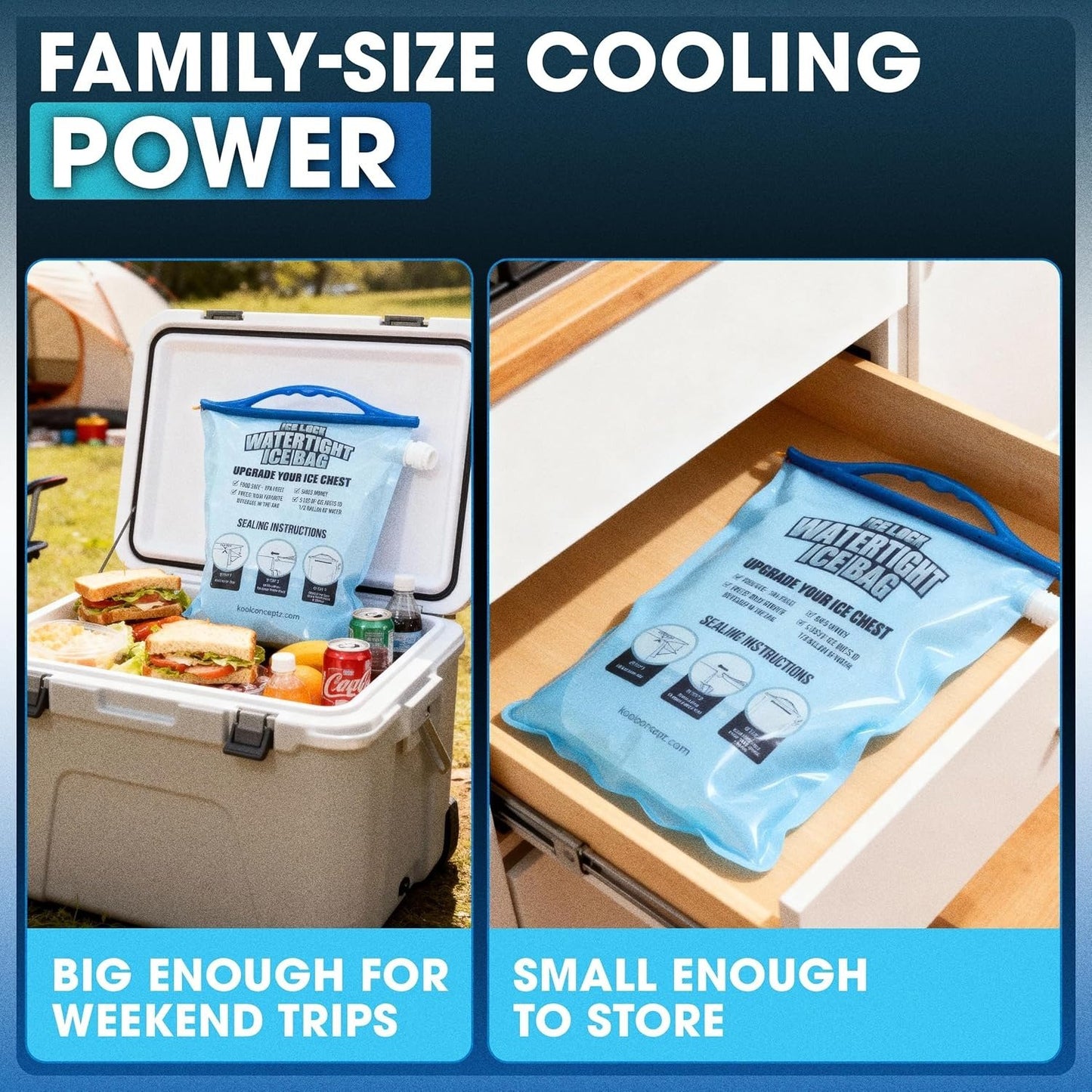 Hot Sale🧊Large Leakproof Reusable Ice Bag for Coolers, Long-Lasting Freezer Ice Pack