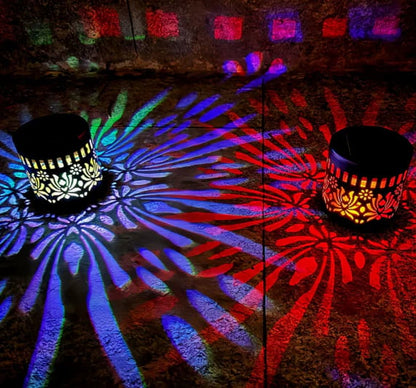 Solar Mandala Wall Light Outdoor Garden Fence Projector Lamp Patio Ambient Decor