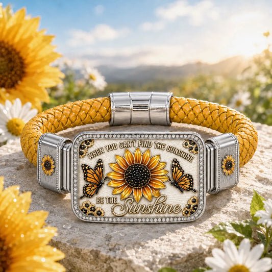 🌻“Be the Sunshine” Sunflower Butterfly Bracelet – Inspirational Handmade Braided Jewelry Gift