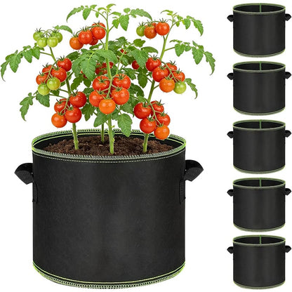 🌱 5-Pack 5 Gallon Grow Bags – Heavy Duty Aeration Fabric Pots with Handles for Vegetables, Flowers & Fruits