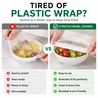 🥗  100PCS Ultra Stretch Food Covers | Keep Every Meal Fresh Longer🥡