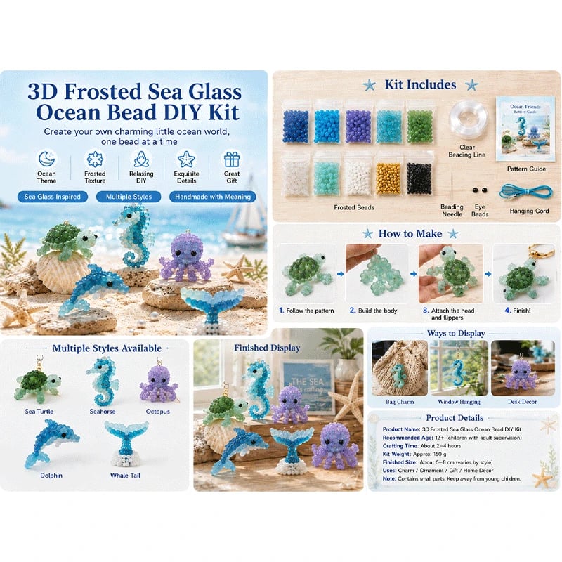 🔥LAST DAY 50% OFF 🐳🌊 Frosted Sea Glass Beading Kit