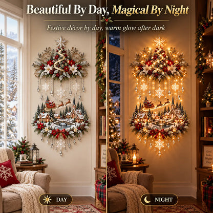 ⏰ LAST DAY 49% OFF - 🎄 Illuminated Christmas Tree & Village Wall Hanging