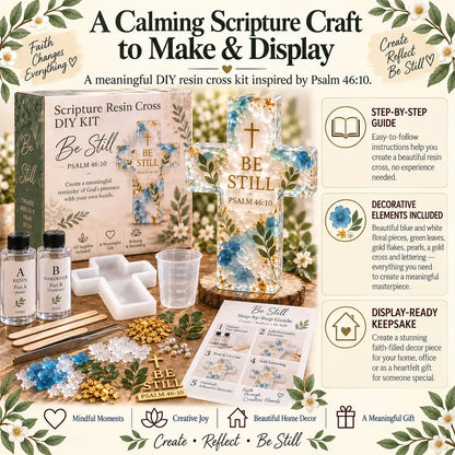 ⏳ Last Day 49% OFF –✝️ Beginner-Friendly Be Still Scripture Resin Cross DIY Kit