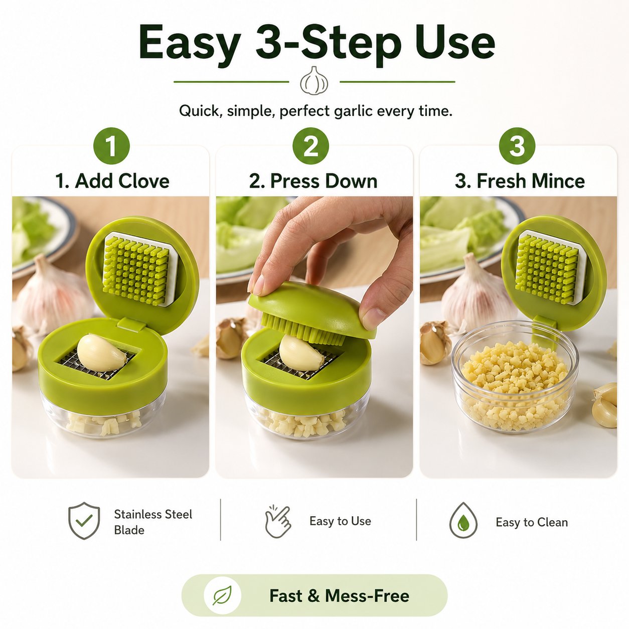 Mini Garlic Chopper and Press with Container