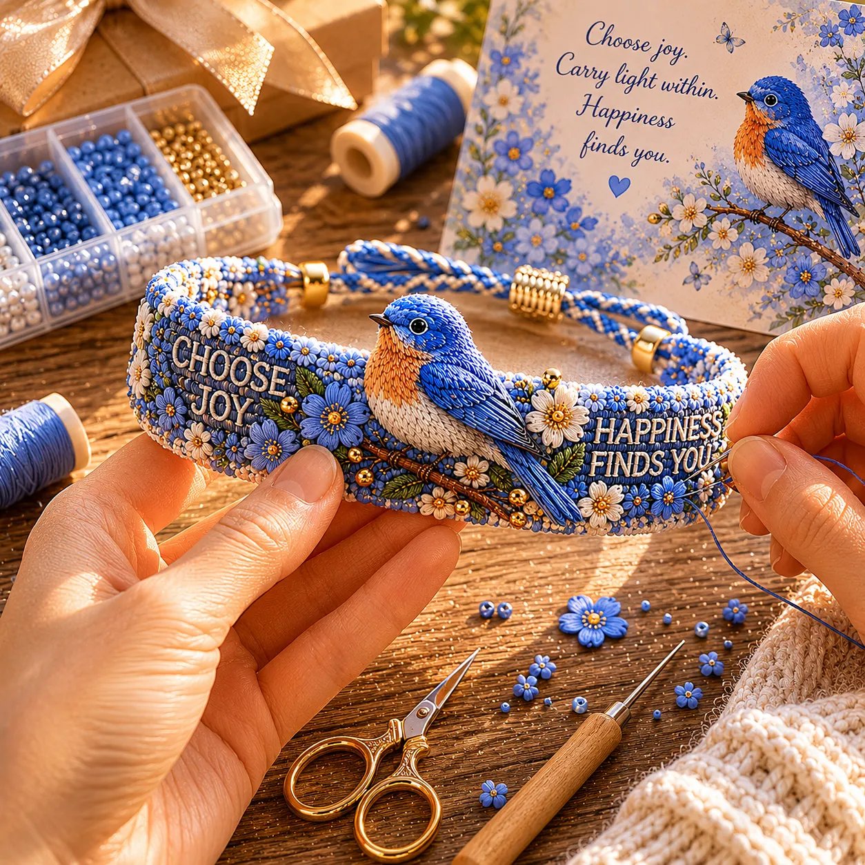 💙🌸 Floral Animal Hand-Embroidered Hand-Woven Bracelets | Heartfelt Blessing Gift for Her