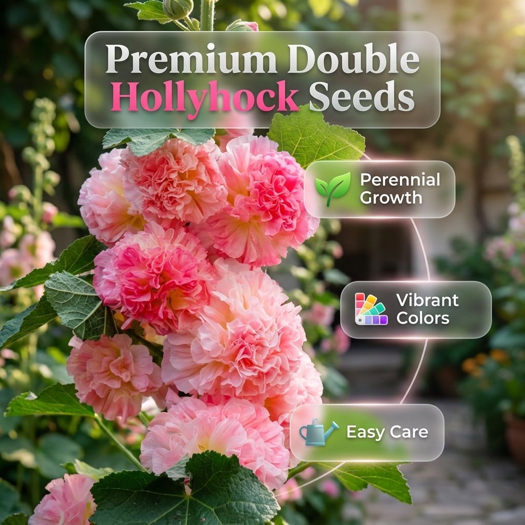 🌺Mixed Double Hollyhock Perennial Flower Seeds✨🌱Perennial Garden Flower