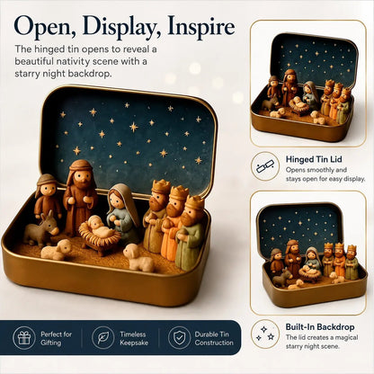 ✨Last Day 49% OFF-✝️ Mini Nativity Scene Keepsake Tin — Pocket-Sized Christmas Holy Family Set